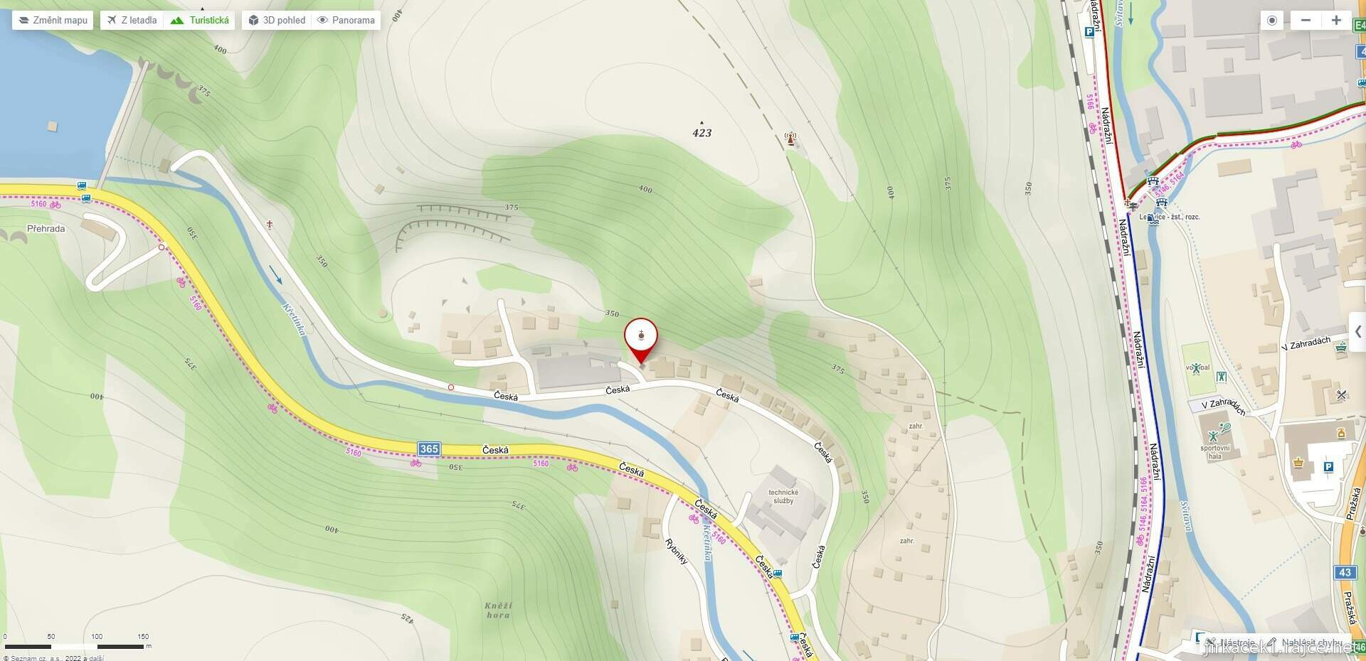 Letovice - kaplička na České ulici - mapa