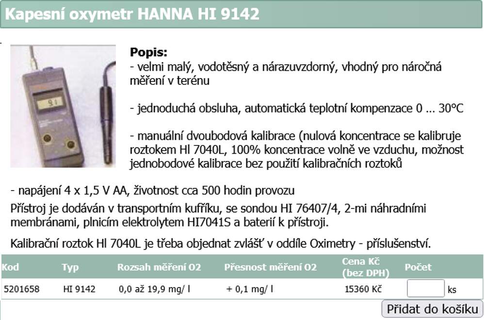 HANNA HI 9142 kapesní oxymetr měřič rozpuštěného kyslíku Aukro