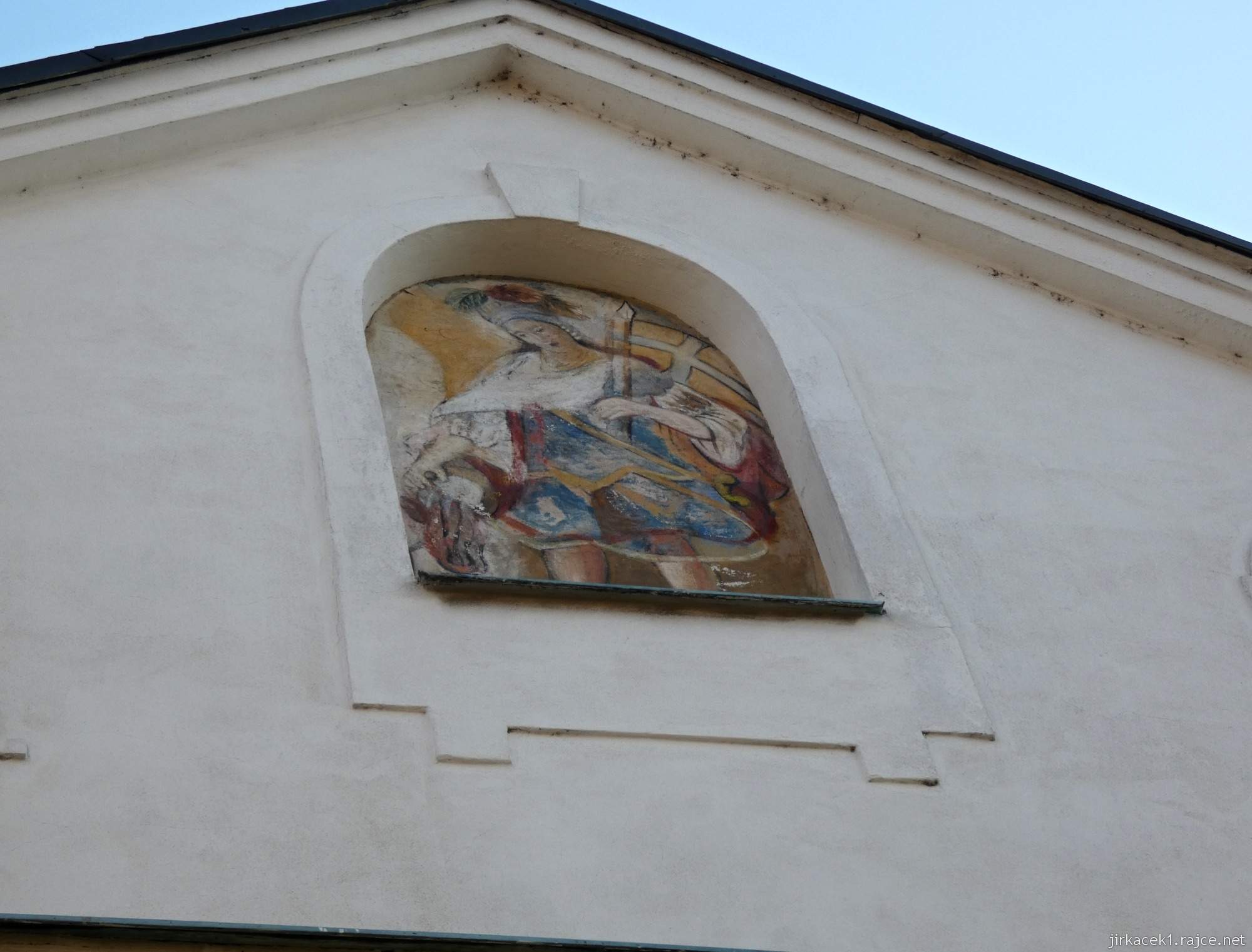 Valašské Meziříčí - stará krásenská radnice 15 - freska sv. Floriána ve štítu severozápadní​ho průčelí