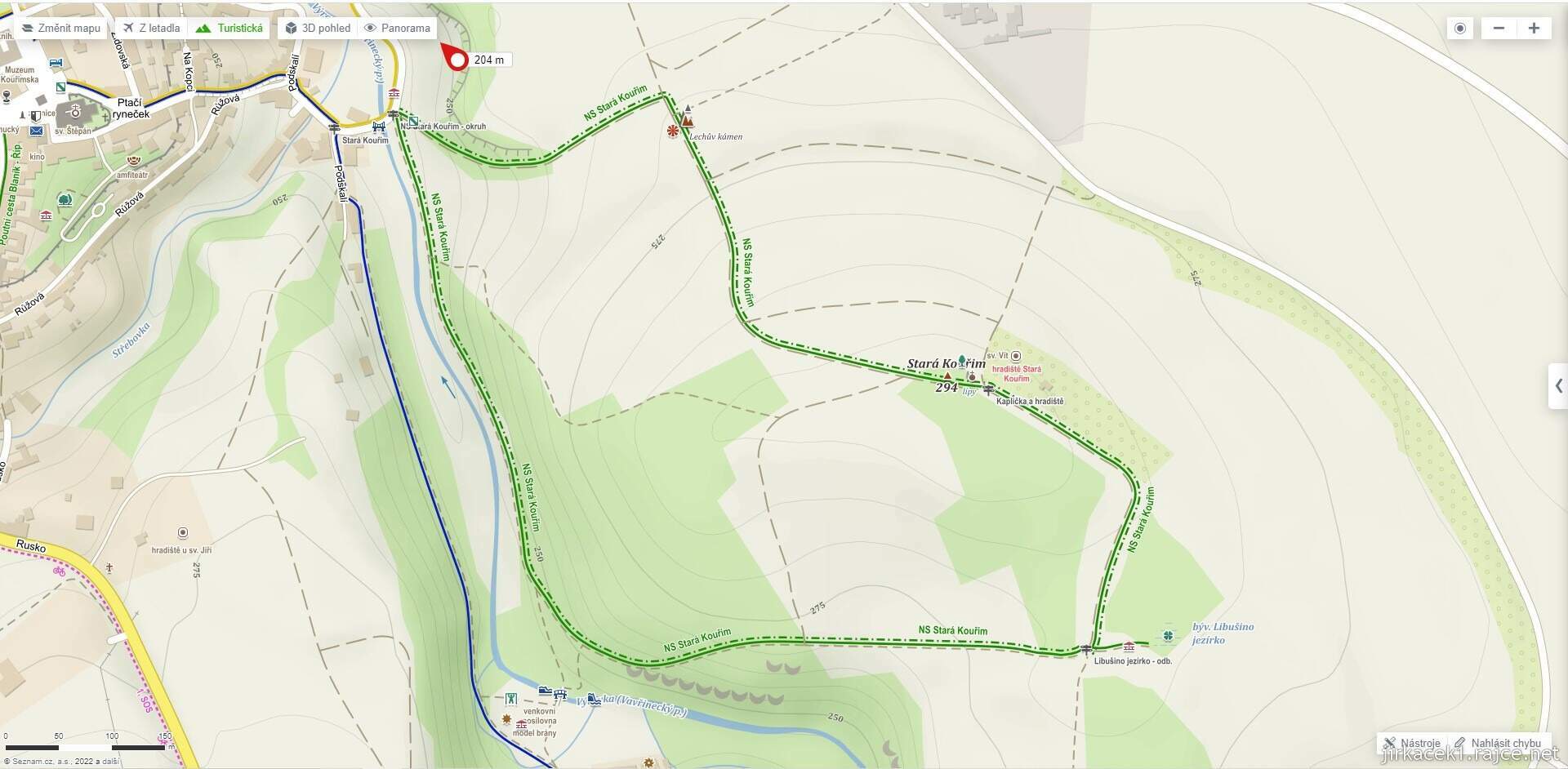 Kouřim - mapa naučné stezky Stará Kouřim