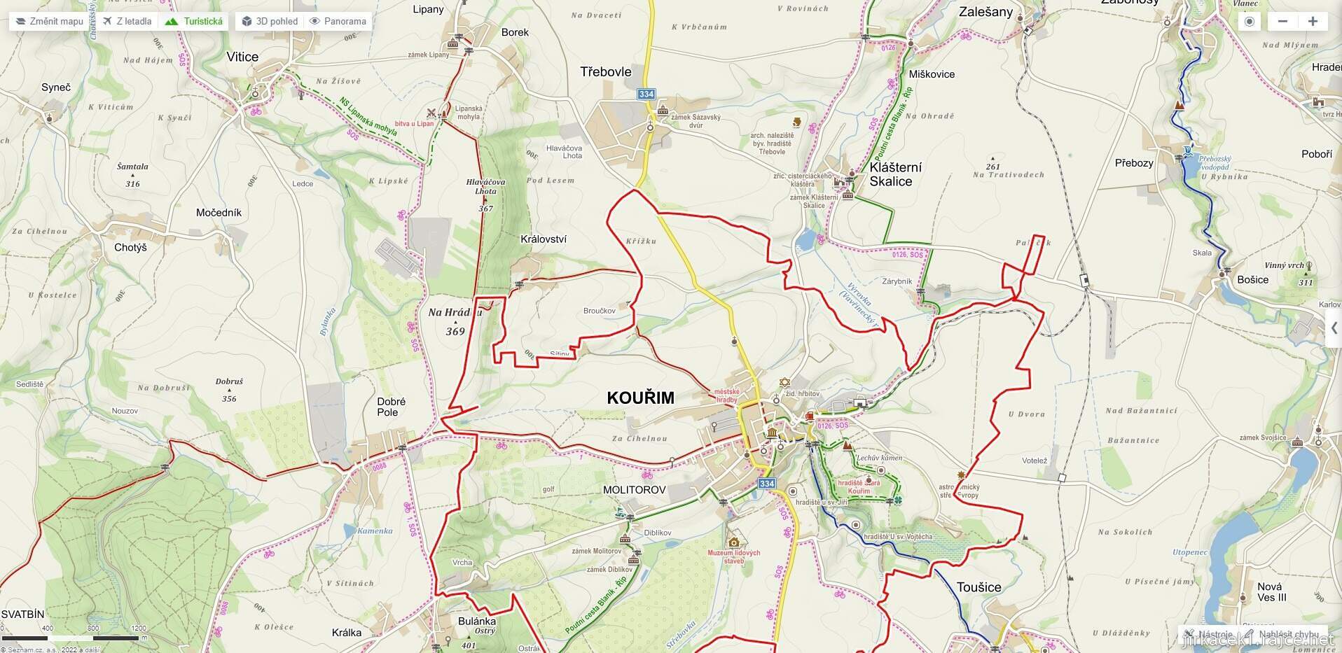 Kouřim - mapa